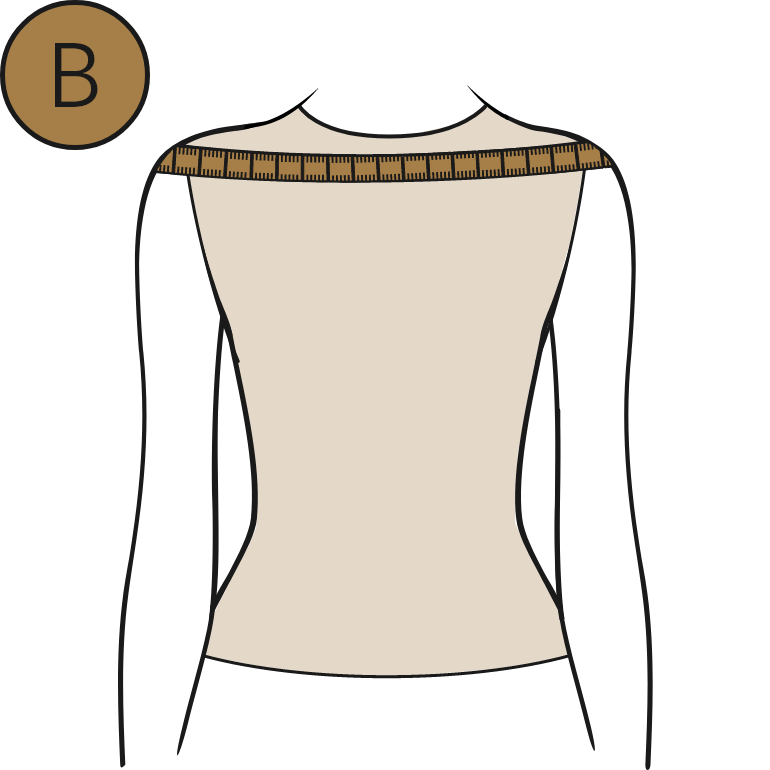 Diagram B: measuring across the shoulders for binder size